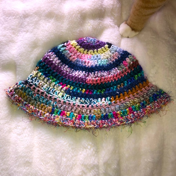 Accessories - Handmade crochet scrappy patchwork bucket hat